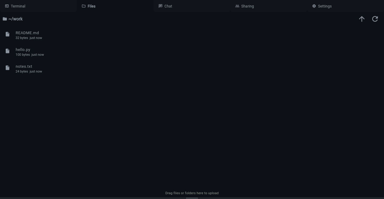 File browser showing workspace files