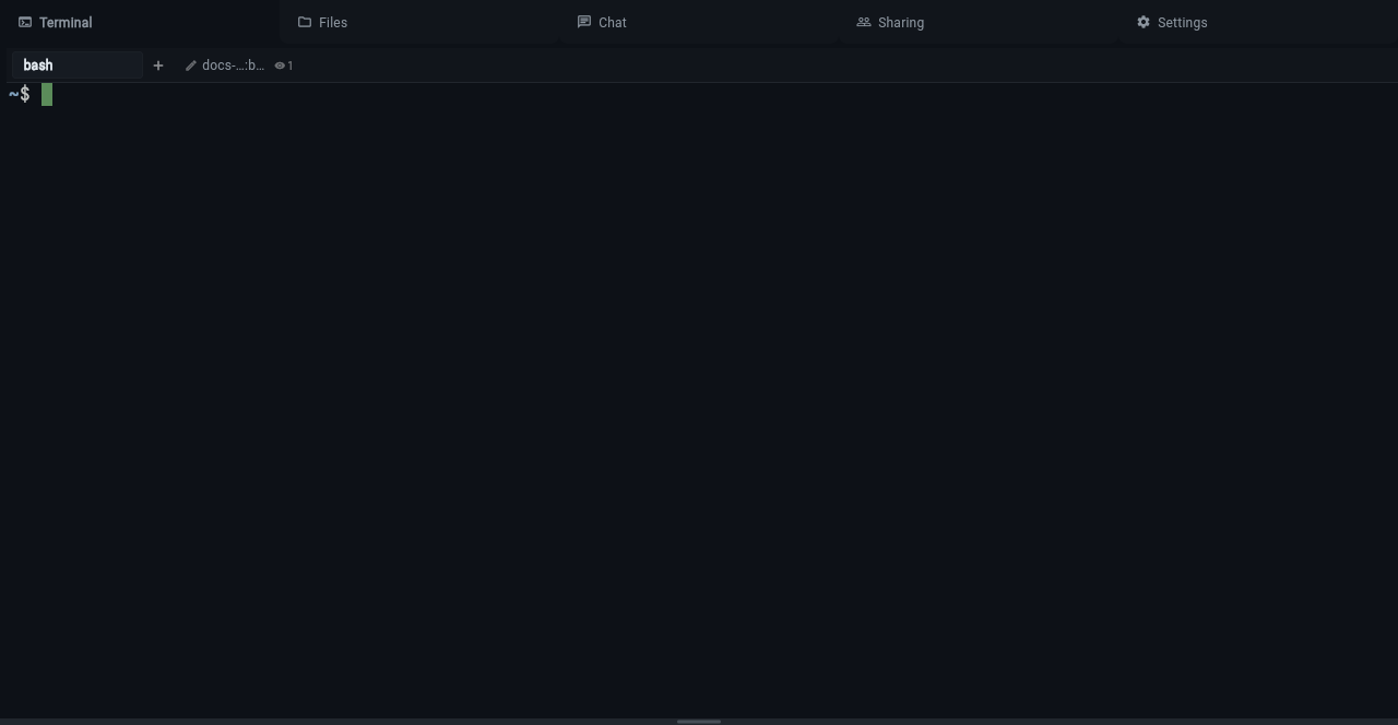 Collaborator's view showing a shared terminal from another user